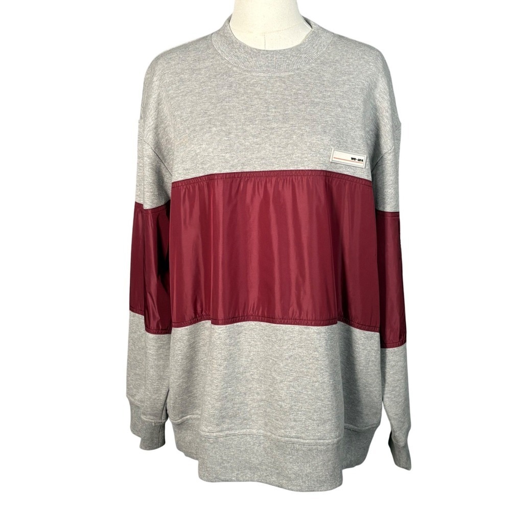 We-Ar4 Mixed Up Sweatshirt Heather Burgundy Long Sleeve Gray Pullover Medium